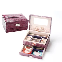Venta al por mayor corea caja de joyería de cuero caja de almacenamiento multifunción color caramelo caja de plástico caja para el regalo