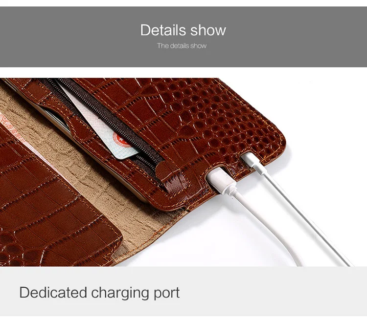 Marca de Luxo Couro de Bezerro Case de Telefone Bolsa do Telefone para Moto Feito à Mão Genuíno Crocodilo Textura Flip Multi-função Xt1085 10 Estojos dobráveis
