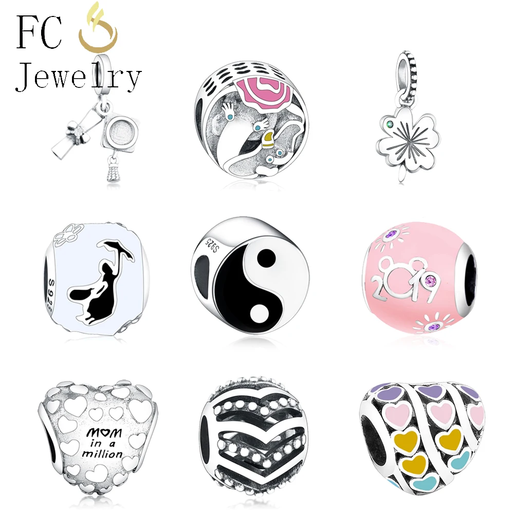 

Authentic 925 Sterling Silver Yin Yang Tai Chi Bead Charms Fit Original Pandora Charm Bracelet Necklace Women/men Making Jewelry