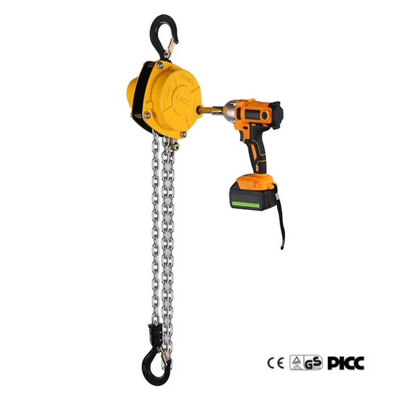 

KACC Portable Electric Hoists Chain Hoist Cordless Drill Winch with 3M Chian