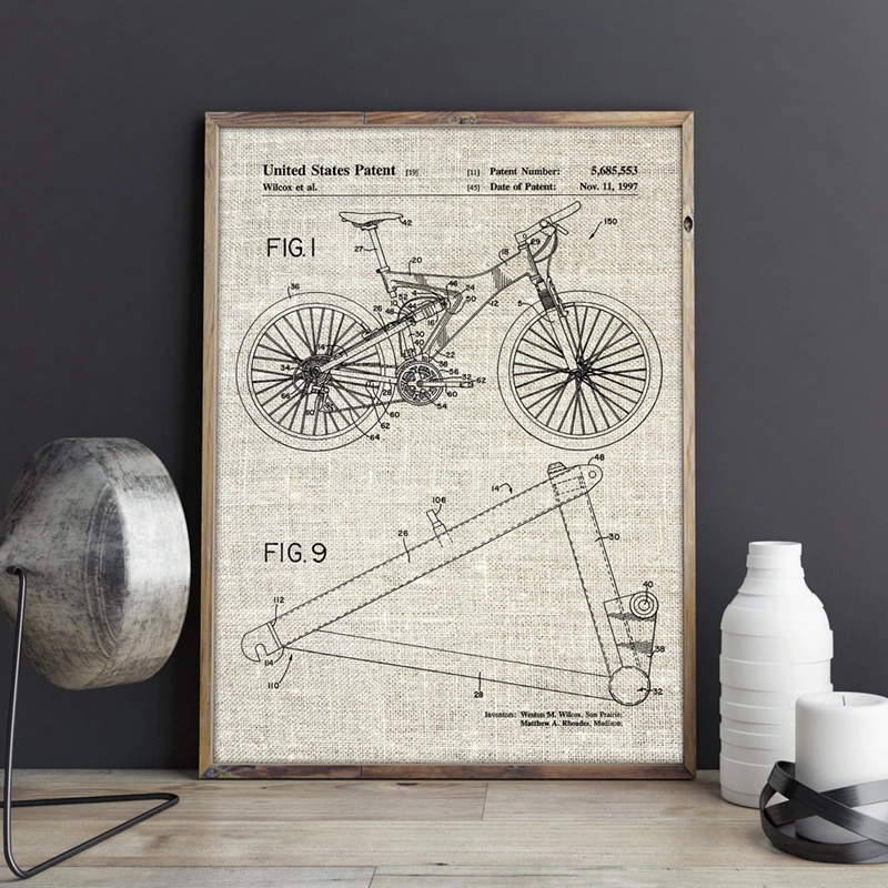 Bicicleta de Monta a patente impresi n ciclismo arte bicicleta pared arte p steres de bicicleta