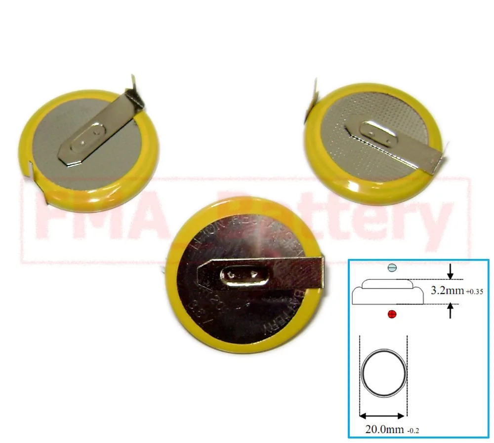 2x литий ионный аккумулятор Кнопка/монет 3 6 В 30 мАч LIR2032 CR2032 W/Tabs|rechargeable batteries cr2032|li-ion