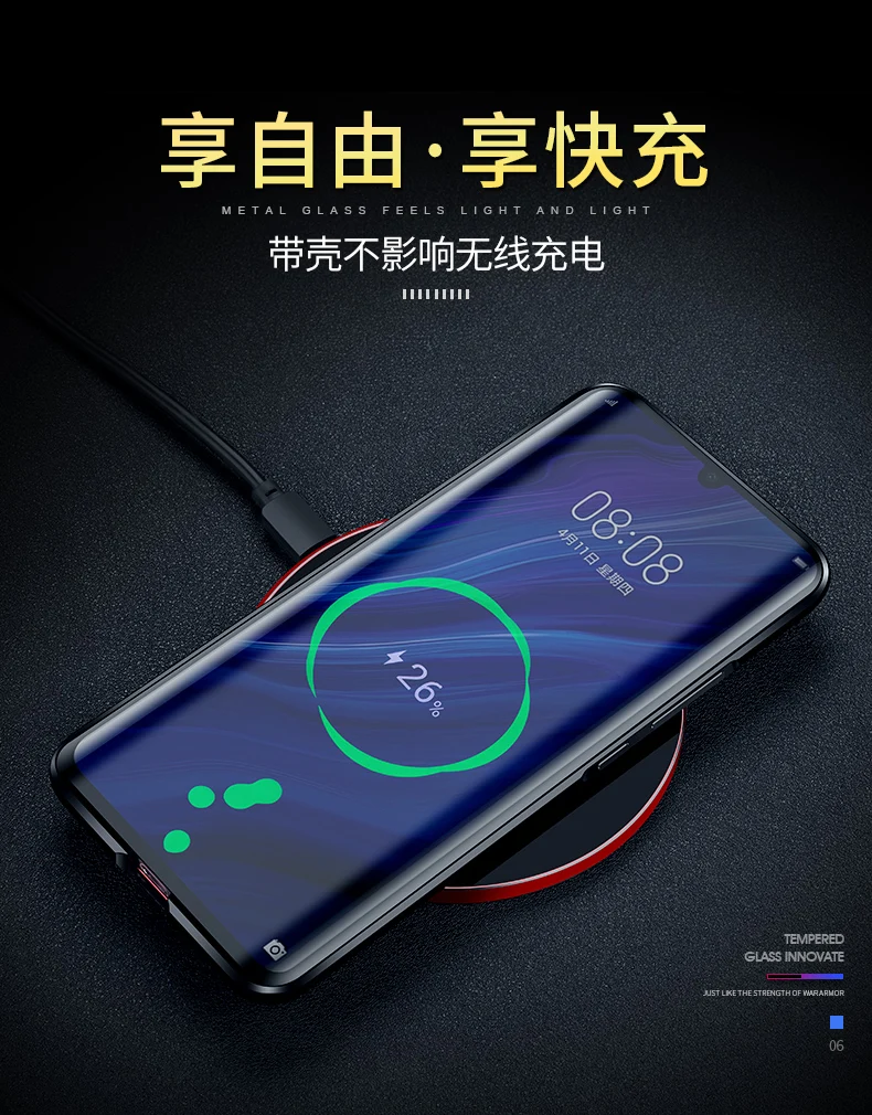 Алюминий чехол с металлической рамкой для huawei P30 P 30 Чехол P30Pro закаленное Стекло задняя крышка для huawei P30 Pro металлический чехол-бампер