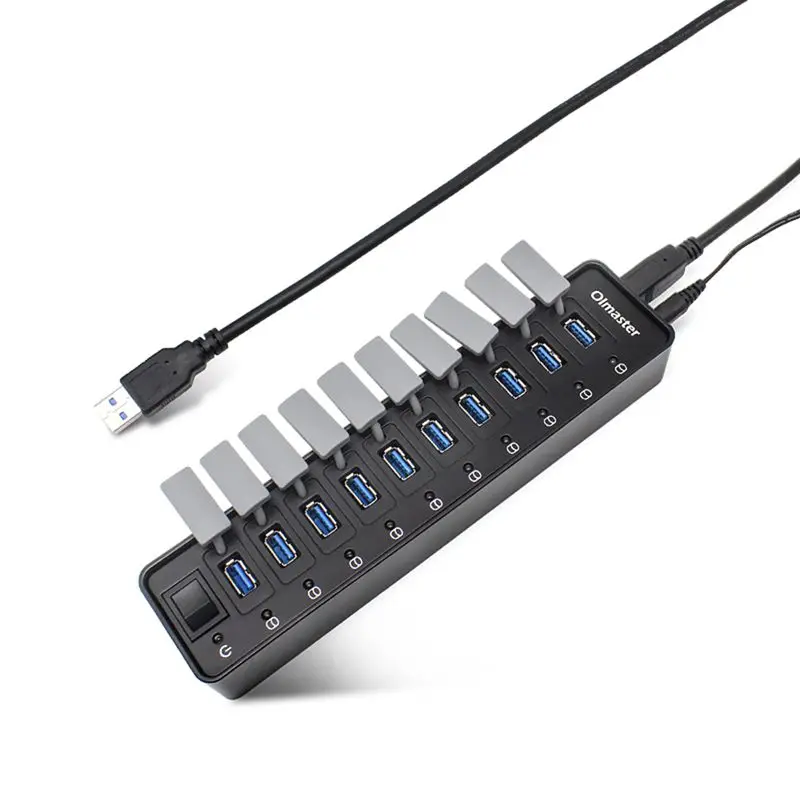 

OIMASTER 10-Port USB 3.0 Hubs Portable USB C HUB USB-C To 3.0 HUB USB3.0 With Power Switch For Macbook Computer Desktop US Plu
