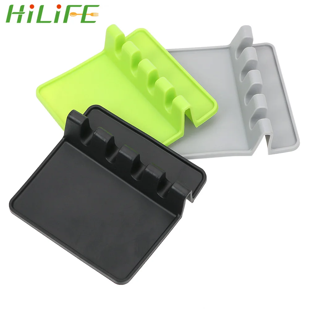 

HILIFE Spatula Holder Utensil Heat Resistant Kitchen Spoon Rest Food Grade Silicone Kitchen Cooking Tools
