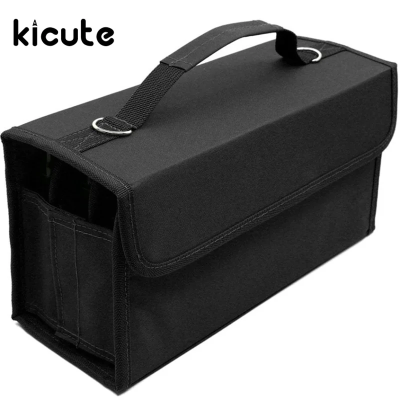 

Kicute 80 Slots Multi Layer School Marker Case Markers Pen Case Holder Pencil Case Storage Bag Painting Gift for Students