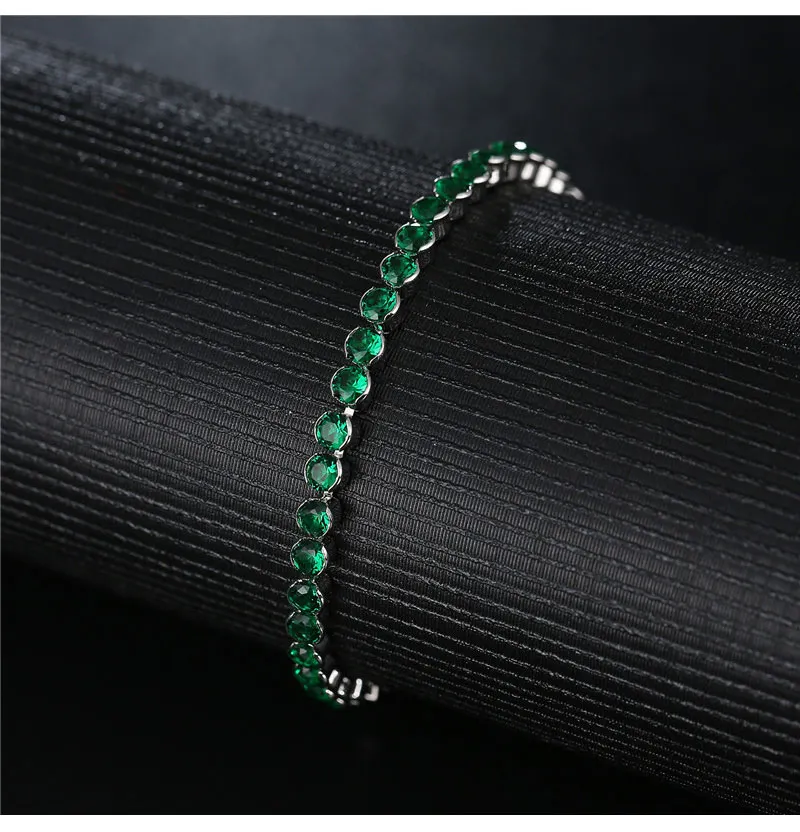 USTAR теннисные браслеты для женщин зеленый круглой огранки кубические кристаллы циркония браслеты с подвесками и браслеты femme Свадебные украшения подарок