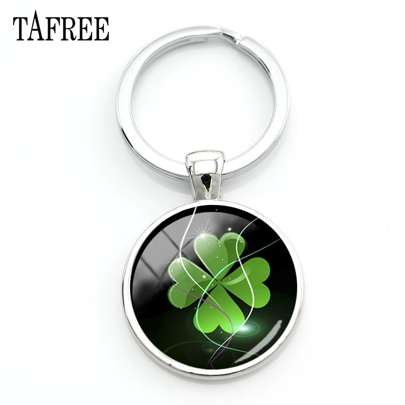 TAFREE Lucky Clover круглый брелок красивый дизайн четырехлистный клевер брелок стекло элегантное ювелирное изделие для подарка QF335