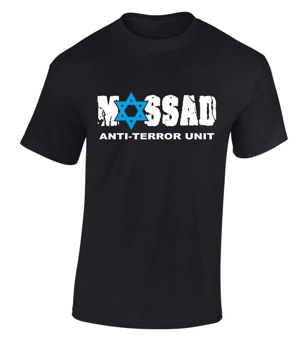 

Модная черная футболка с коротким рукавом 2019 хлопок Израиль футболка Mossad анти-ужас блок Секретная служба бодибилдинга футболка 100%