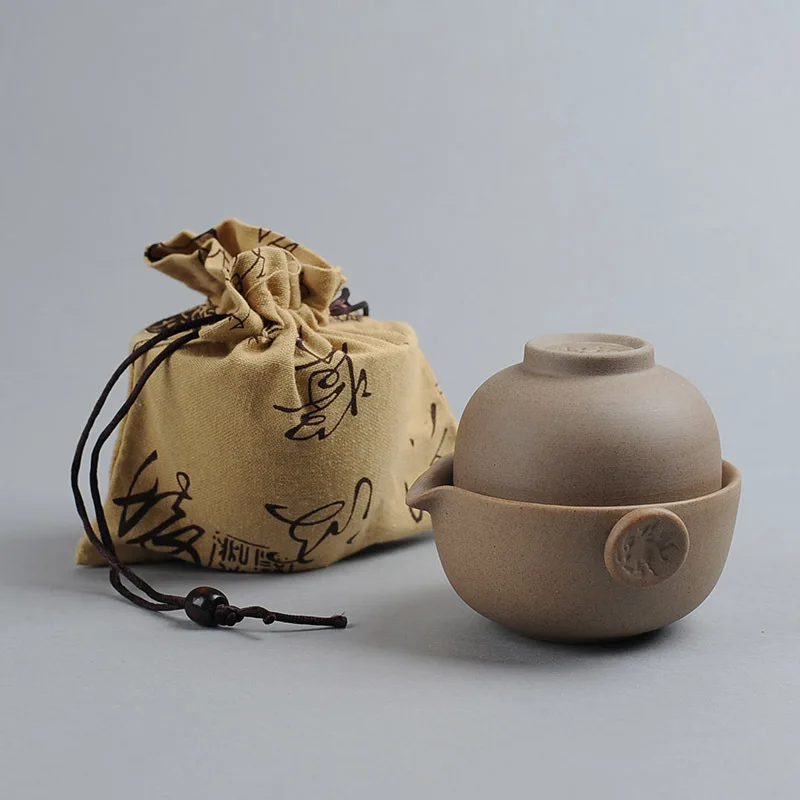 Дорожный китайский чайный набор кунг-фу портативный керамический чай Gongfu Gaiwan для одного чайника, набор для церемоний на открытом воздухе