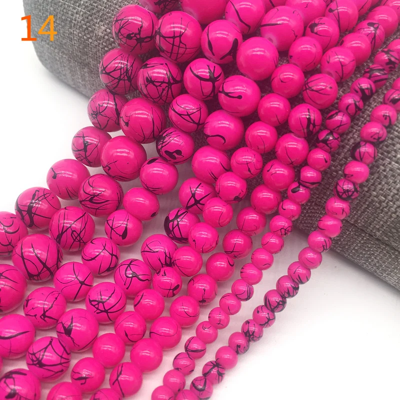 

Wholesale 4/6/8/10mm Salad Glass Beads Loose Spacer Painted Pearl Charm For Jewellery Making Diy Bracelet &Necklace #14