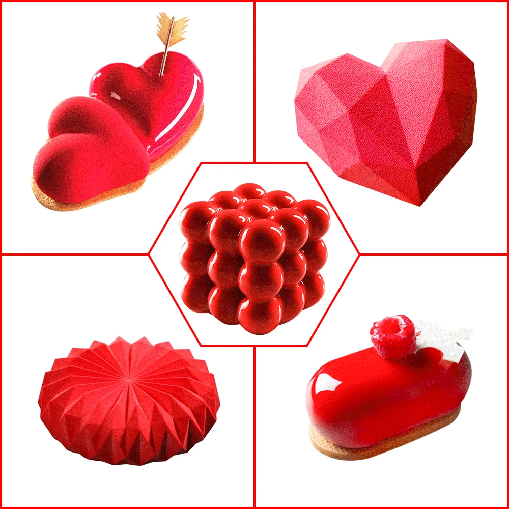 

SJ Silicone Mold Mousse Cake Mold Silicone Lace Heart Bakeware Mould 3D Crafts Baking For Cakes#TT