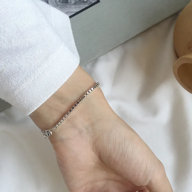 Роскошный брендовый Одноцветный 925 пробы Серебряный браслет Бесконечность для женщин, браслет на цепочке, подлинные ювелирные изделия