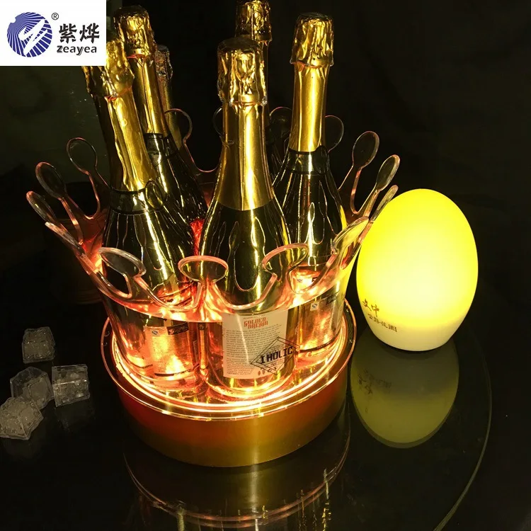 

LED Ice Bucket Chargeable Color Changing Wine Cooler Crown Champagne Wine Holder Drinks Beer Wine Rack Bar/Wedding/Home Party