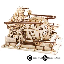 Robotime 4 Kinds Marble Run Game DIY Waterwheel Coaster Wooden Model Building Kits Assembly Toy Gift for Children Adult LG501