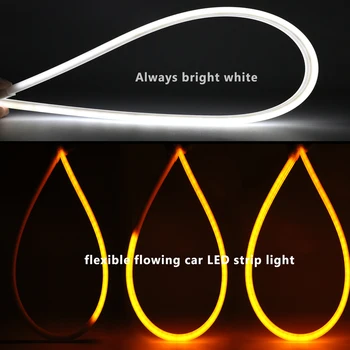 

45/60cm Flexible LED Car Daytime Running Light Flowing Amber Switchback Turn Signal Light For Ford Focus Fiesta Mondeo Fusion