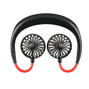 

Fan Mini Portable USB Rechargeable Neckband Lazy Neck Hanging Style Dual Cooling Fans Gadget Inteligente#20