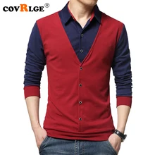 Covrlge Camiseta de manga larga para hombre, ropa de retales a la moda, Tops de marca MTL076, primavera de 2018