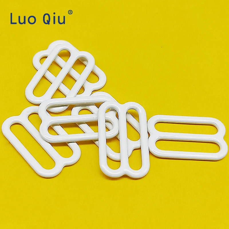 

Luo Qiu nylon coated metal bra adjustable buckles 15mm white 8 Bra underwear Metal&plastic buckle Brassiere clasp (50 pcs/lot)