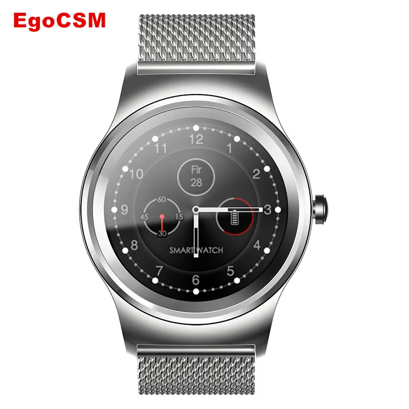 EgoCSM Round Dual Bluetooth Smart Watch STEEL BAND BLACK Heart rate