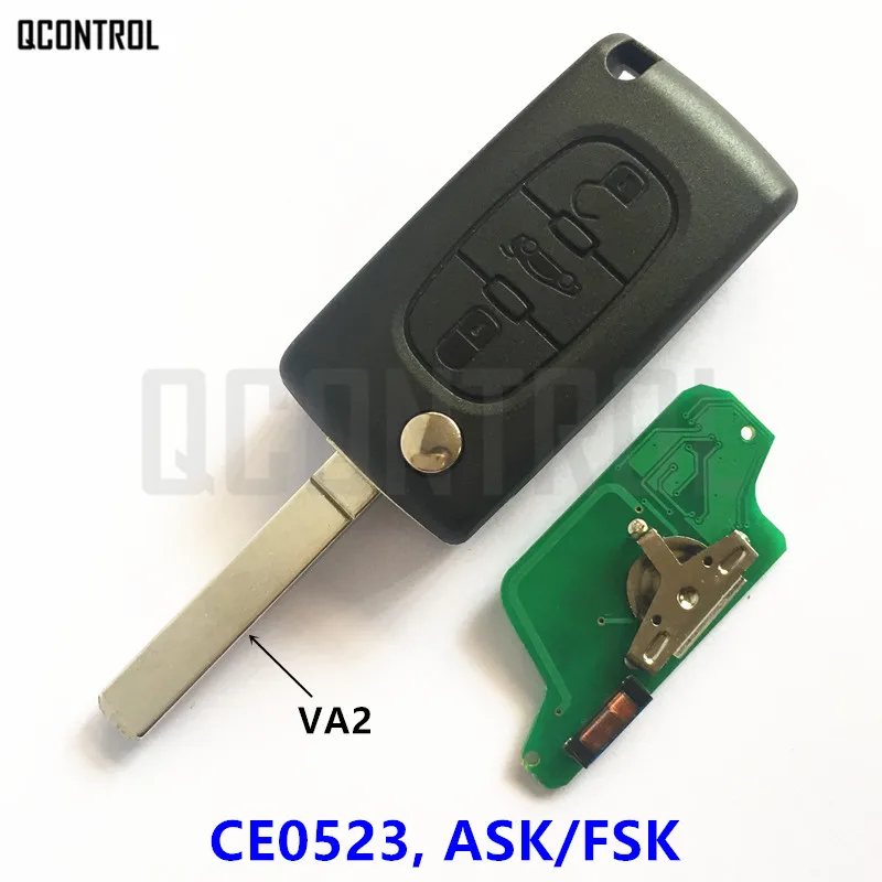 QCONTROL дистанционный складной ключ для CITROEN C5 C4 C3 C2 Berlingo; Picasso автомобильный брелок 433 МГц(CE0523 ASK/FSK, 3 кнопки, VA2