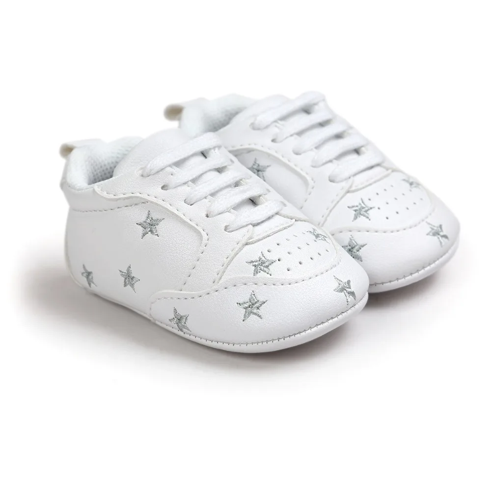 Baby Boy Girl Soft Sole Lace Crib Pram Shoes Matte PU Sneaker Toddler 0-18M