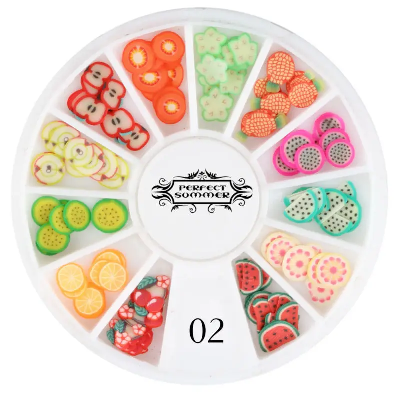 

Perfect Summer Nail Art Decorations Fruit Flower Slices 3D Polymer Clay Tiny Fimo Wheel DIY Nail Art Manicure 1 Wheel