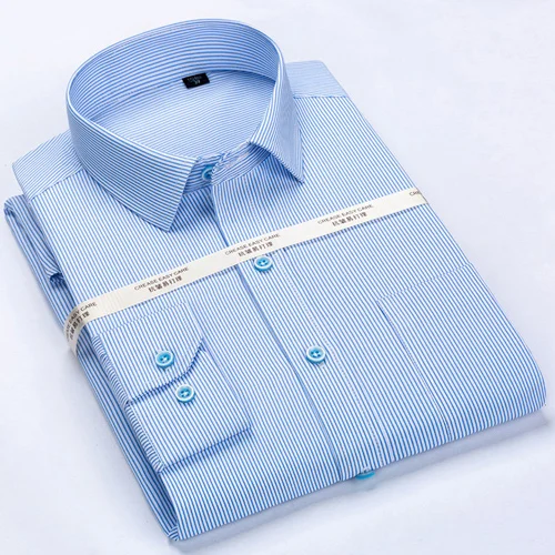 Мужская классическая морщинистая одежда с длинным рукавом, нашивка для рубашки, нагрудный карман, формальная деловая Стандартная посадка, клетчатые полосатые рубашки - Цвет: 16-05