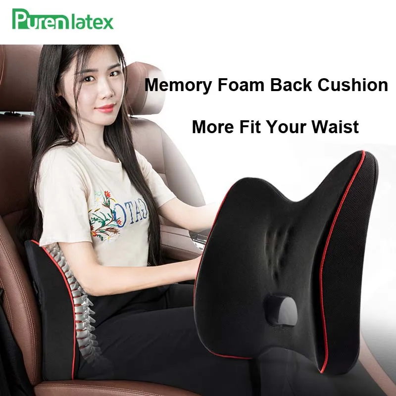 

PurenLatex Memory Foam Back Cushion Waist Lumbar Support Spine Coccyx Protect Orthopedic Chair Seat Office Sofa Car Mat