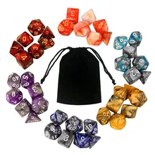 Besegad 6 conjunto 42 peças sortidas cores número poliédrico jogo dice 7 estilo d & d d4 d6 d8 2d10 d12 d20 para dungeons dragons party