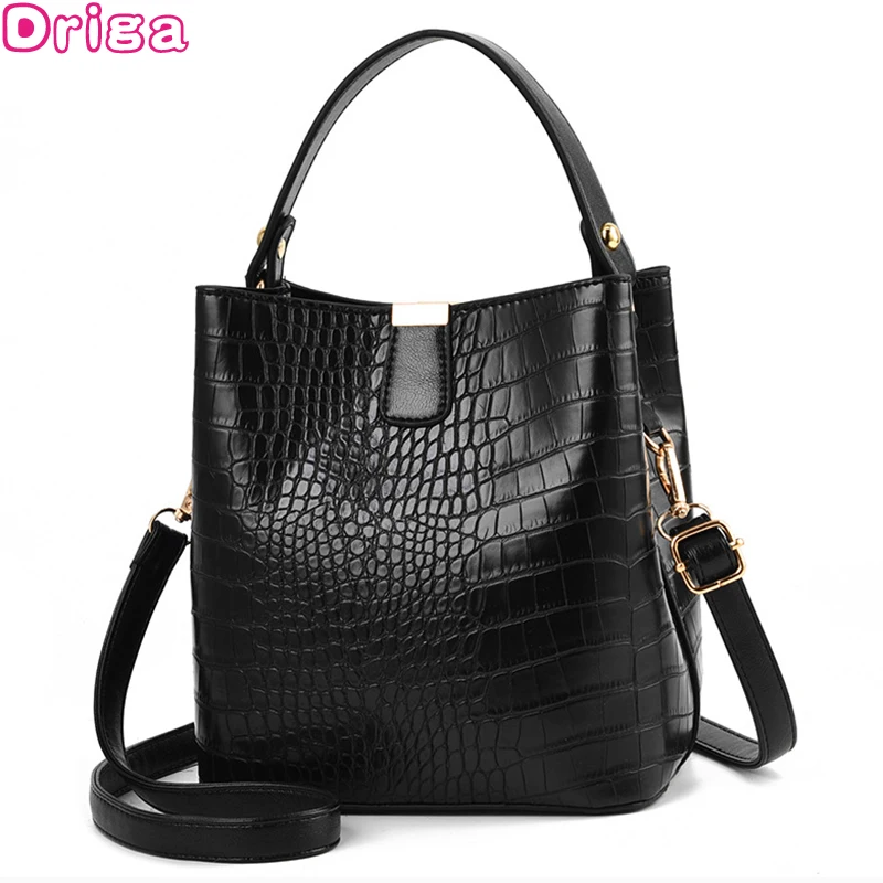 Bucket-Bags Purse Handbag-Capacity Shoulder-Messenger-Bags Crocodile Alligator Retro