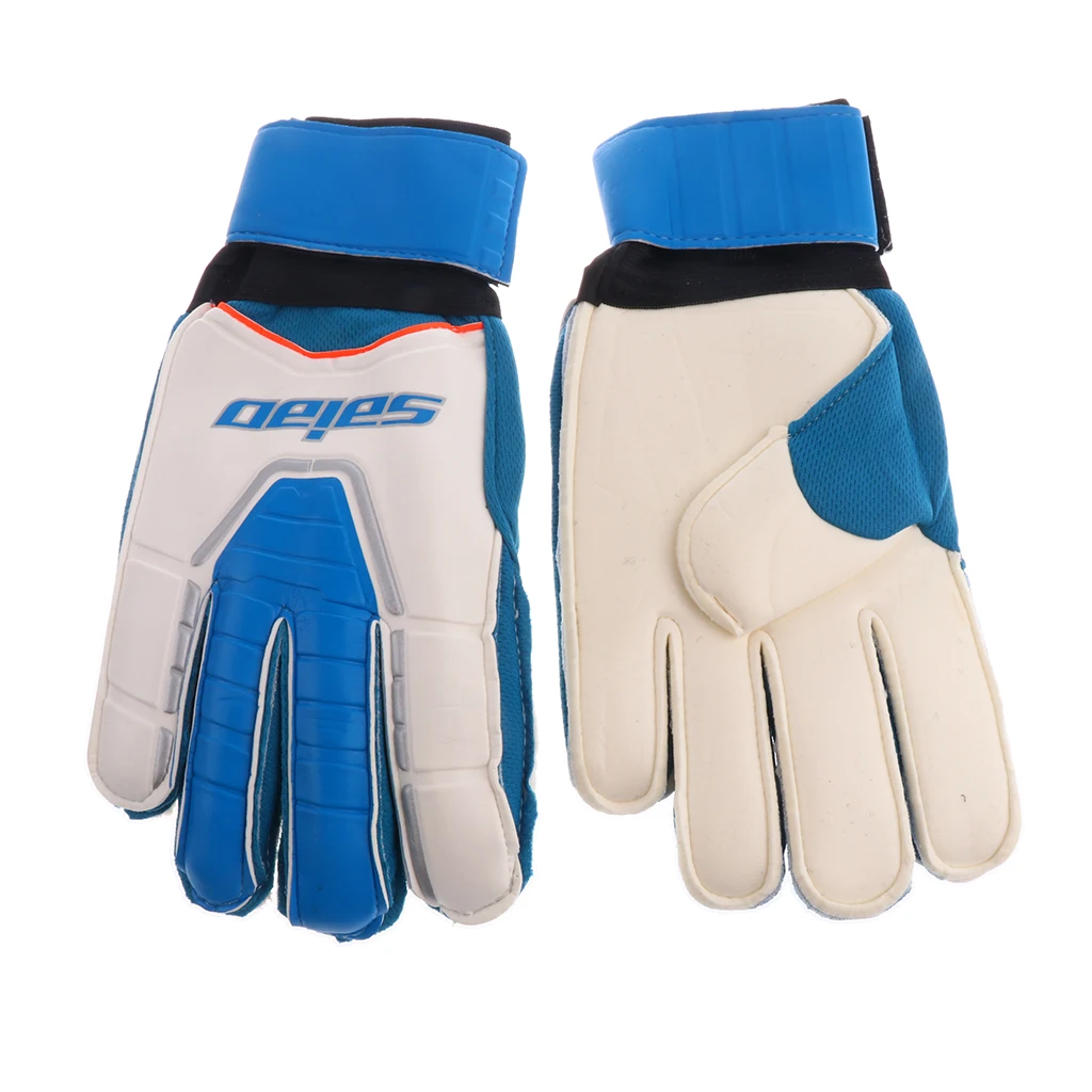Footful вратарь защита для рук Защита от вратарь перчатки Junior противоскользящие впитывающие пот футбольные перчатки для защиты пальцев - Цвет: Blue