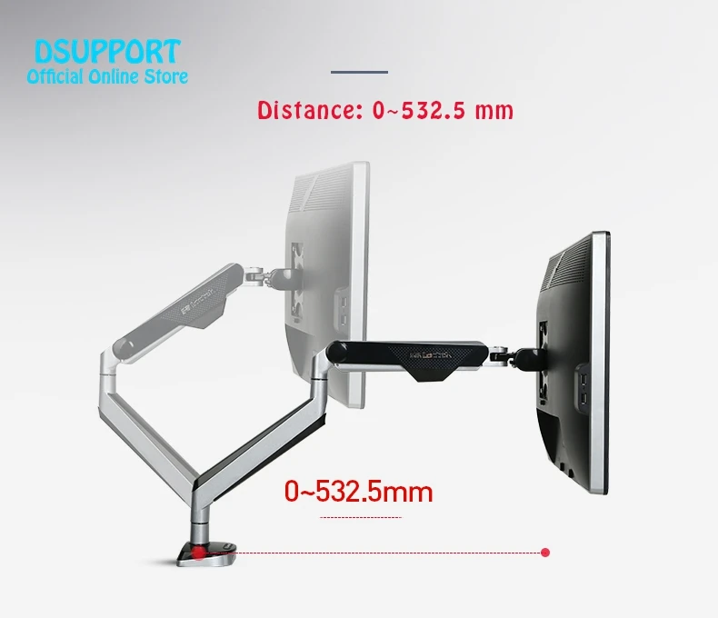 Loctek D8A Aluminum Gas Spring Full Motion Desktop