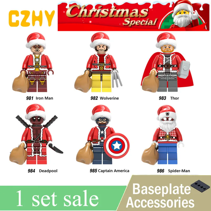 

2018 New Merry Christmas Darth Vader Yoda Deadpool Joker Granny Santa Claus Building Blocks Toys for Children X0222