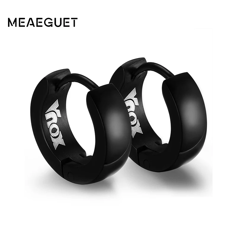 

Meaeguet Rock Punk Huggie Earrings Stainless Steel Unique Small Hoop Earrings For Men Women 4 Color