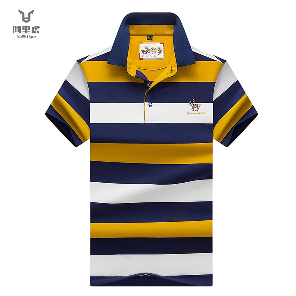 

Hollirtiger Cotton Shirt polo homme Embroidery shirts Durable Collar Mens Clothing