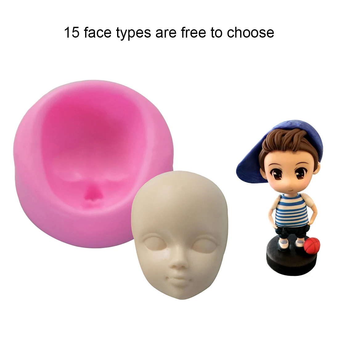 

1pcs Face Mold New Baby Face Silicone Mold chocolate silicone mold Handmade Craft Dolls Sugar craft Mould Baking Tools