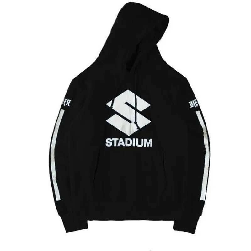 HZIJUE Bieber Stadium whoose Tour флисовые желтые толстовки В Стиле Хип-хоп с полосатым принтом уличная толстовка мужская кофта с капюшоном в стиле "SWAG" S-XXL - Цвет: black