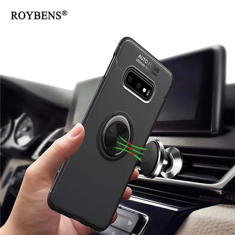 

Soft Silicone Case For Samsung Galaxy S10 Plus S10+ Ring Buckle Bracket Stand Cover Phone Cases For Samsung S10E E Magnetic Capa