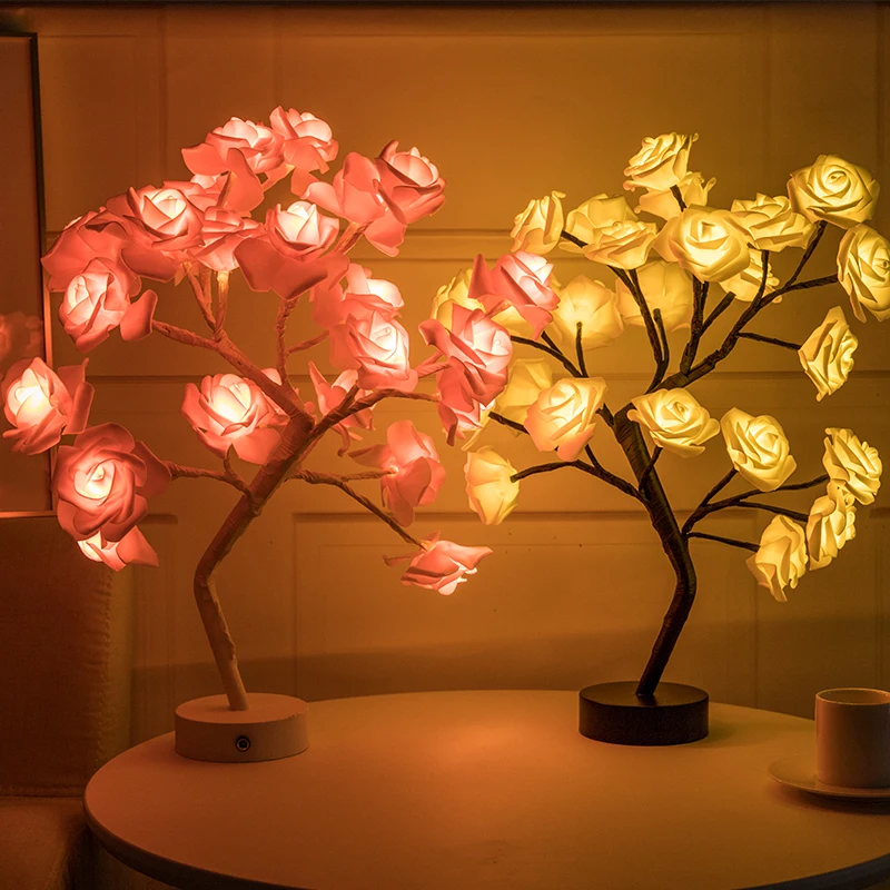 

Led lamp Rose Flower Tree Shape USB Port and Battery Powered Decorative LED Table Lights Parties,Xmas,Wedding