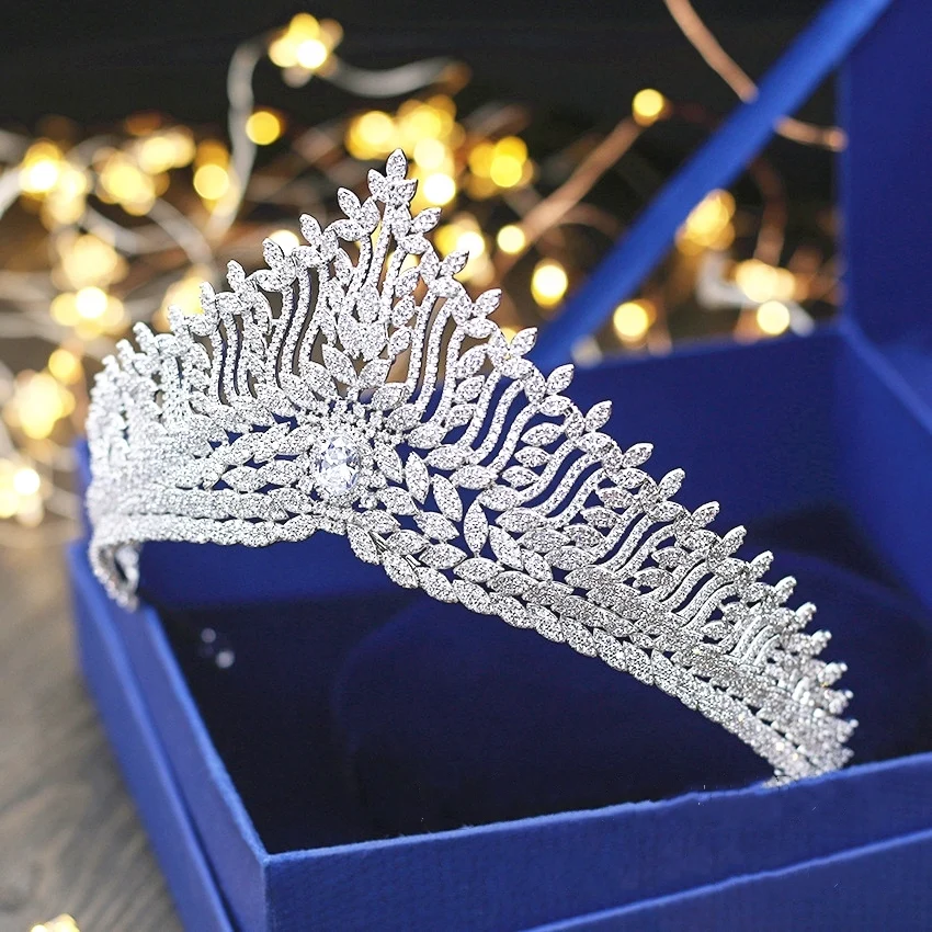 

Paved Full Cubic Zircon Tiara Zirconia Vintage Crown CZ Diadema Bridal Coroa Wedding Hair Accessories Bijoux Cheveux WIGO1316