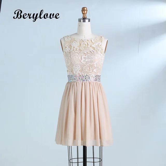 Short Champagne Homecoming Dress
