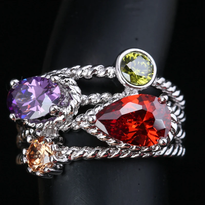 

Alluring Multigems Multicolor Morganite Garnet Party Jewelry 925 Sterling Silver Ring Size 6 / 7 / 8 / 9 S1757