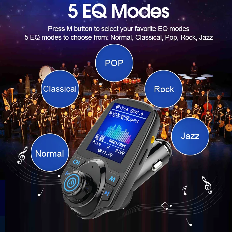CDEN автомобильный мультимедийный плеер цветной экран Автомобильный MP3-плеер fm-передатчик u-диск/TF музыкальный Bluetooth автомобильный комплект зарядное устройство