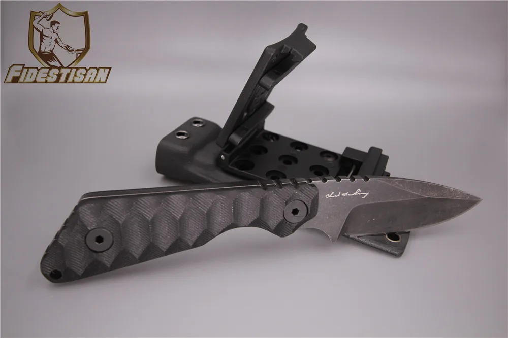 

2016 new hot D2 steel small straight knife strong black G10 handle non-slip sharp durable knife sheath Can be linked to belt