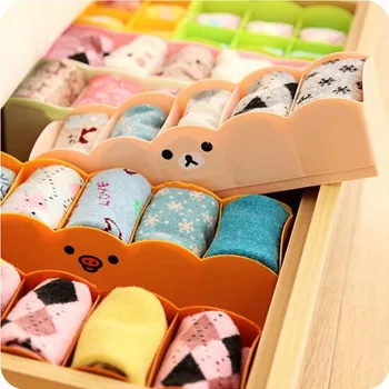 

1PC 5 Grids Cute Bear Fashion Plastic Drawer Closet Storage Box Underwear Socks Tie Cosmetic Organizer LF 021