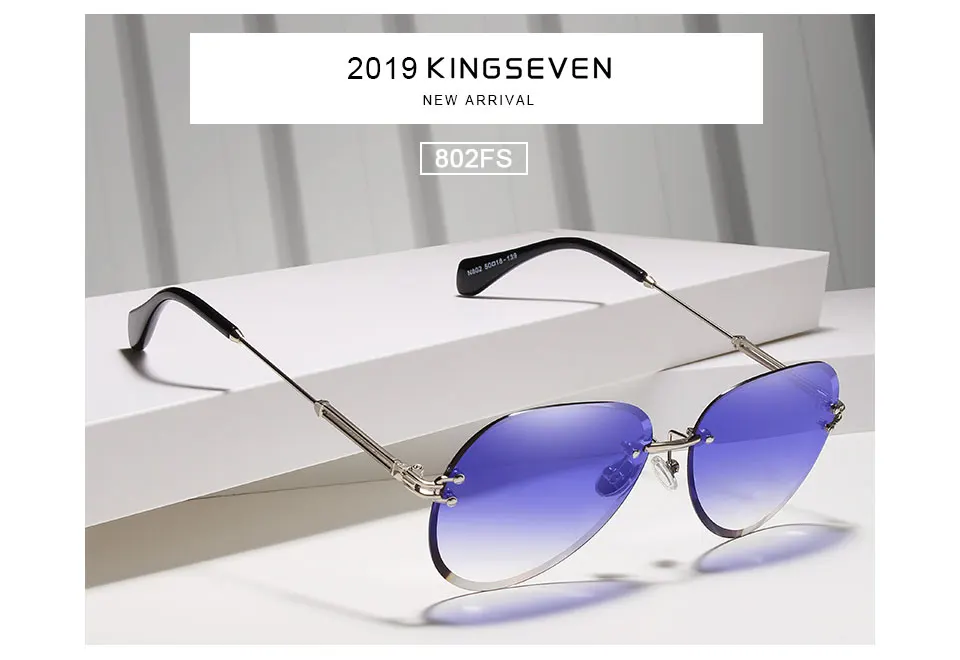 KINGSEVEN 2022 Vintage Sunglasses Women Rimless Gradient Lens