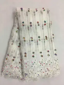 

RF(5yards/ lot)! free shipping,high class cotton water soluble sexy lace fabric with beads for wedding white