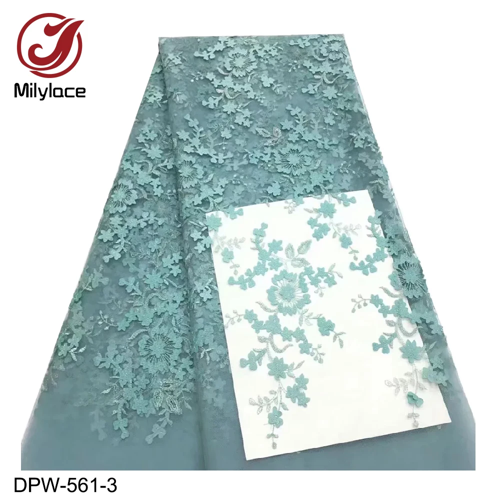 Latest arrival green lace fabric embroidery french lace fabric India