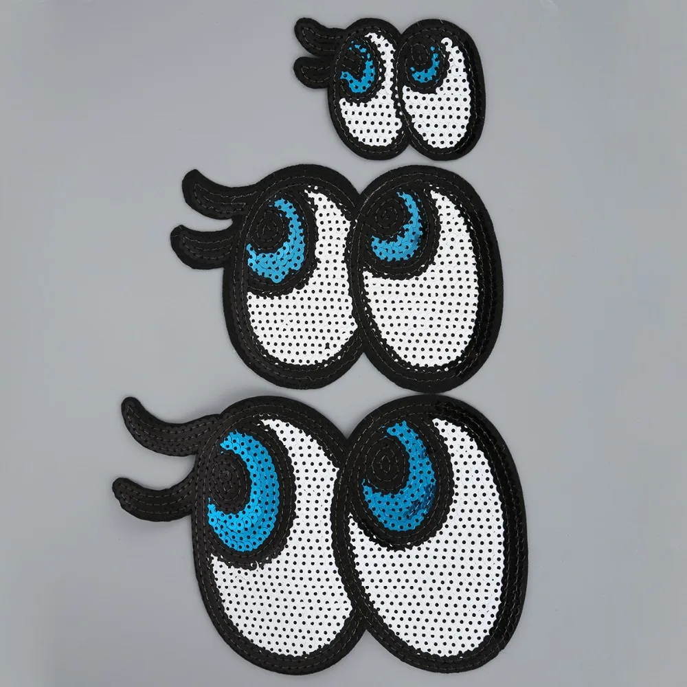 

8/14/18CM 5pcs Eyes Patches On Embroidered Patches Appliques Fabric Badges Sticker for DIY Sewing Clothing Apparel Accessories